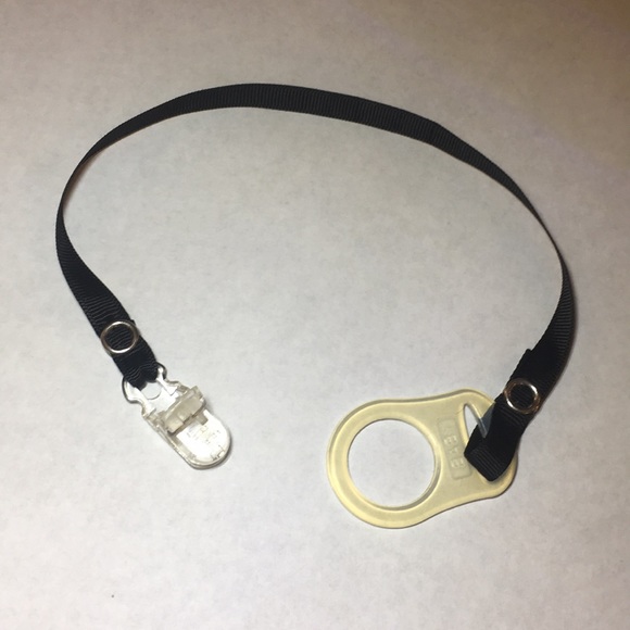 Black Clear Pacifier Leash String Strap Snap Clamp - Picture 4 of 6